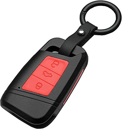 ontto Autoschlüssel Hülle Fernbedienung Cover für VW Magotan Passat B8 CC Tiguan MK2 Jetta Skoda Superb A7 Kodiaq ABS Schlüsselhülle Schlüsselanhänger Schlüssel Schutz Etui 3 Taste-Schwarz rot C
