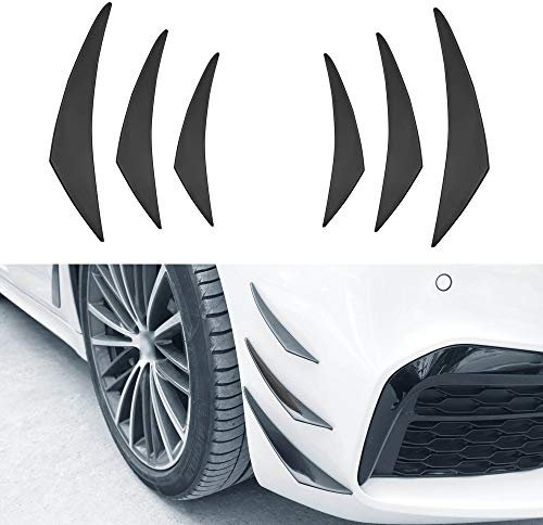 TOMALL 6 Stück Universal Auto Frontstoßstange Lippe Splitter Schwarz Außen Weiche Gummi Flossen Spoiler Kanards Kit für Auto Karosserie Streifen Dekoration Zubehör für Auto (schwarz)