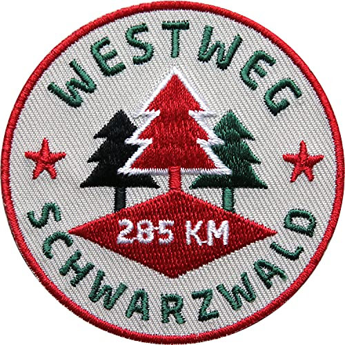 2 x Westweg Schwarzwald gestickt 65 mm, Aufnäher Aufbügler, Bügelflicken/Nationalpark, Naturpark, Nord-Schwarzwald Titisee Feldberg Wandern Wanderweg Fernwanderweg Ostweg