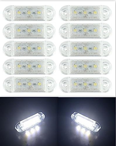Formplas 10 x LED-Markierungsleuchten, 12 V, 24 V, Positionsleuchten, Anhänger, LKW, weiß