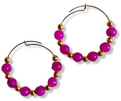 Orecchini a cerchio con Pietrine Dure (Fucsia)