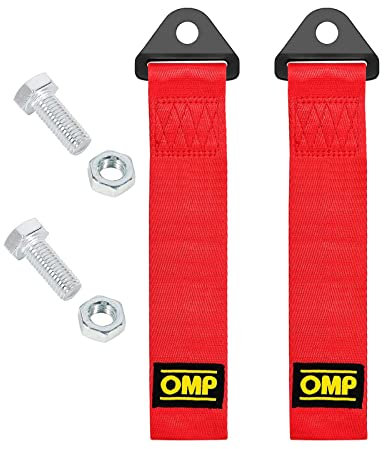 Exsbtay 2 Pezzi Cinghia di Traino Rosso, Gancio Traino in Tessuto, Corda per Rimorchio in Nylon, per Paraurti Anteriore e Posteriore, Fune di Traino Universale Racing (Rossa)