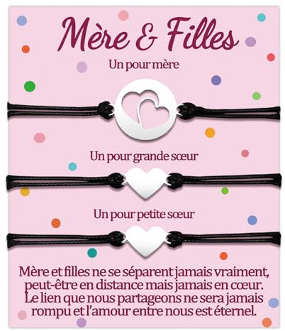 Temulnee Mere 2 Fille Bracelet Cadeau Maman et 2 Filles Bracelets Assortis Pour 3 Pièce Mère Noel Mamounette Cadeau Fetes Des Mere Anniversaire Femme Ado Fille Original Idee Coeur Bijoux
