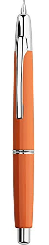 Majohn A2 Press Füllfederhalter Extra Feine Feder mit Box, einziehbare Orange Harz Tinte Stift mit Konverter Schreibstift Set (Silber Clip Version)