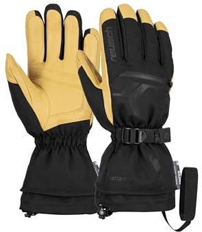 Reusch Down Spirit Gore-tex besonders Warmer, wasserdichter und atmungsaktiver Skihandschuh mit Daunen, schwarz-Camel, 7