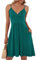 AUSELILY Femme Robe ete de Plage Chic et Elegant Robe Bretelles Fines Décontractée Courte Col en V avec Poches(XXL,Vert Foncé)