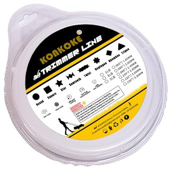 konkoke Filo decespugliatore,Filo Linee in Nylon per Tagliaerba (⌀2,7mm-60m-450g, Bianco/Rotondo)-Immergere 24 Ore in anticipo per aumentarne l'elasticità