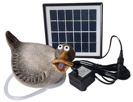 Storm's Gartenzaubereien Solar Wasserspeier Ente - Keramikfigur für Teiche und Miniteiche - 17cm x 12cm - Handbemalt, Wetterfest - für Gartendeko und Balkon