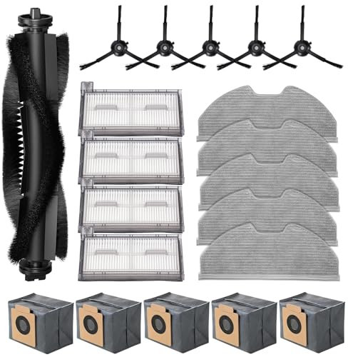 WYWY.Wide 20PCS Parts Compatible with eufy X8 Pro/ X8 Pro SES Robot Vacuums Replacement Parts, 5 Dust Bags, 5 Mop Cloth Pads, 5 Side Brushes, 4 HEPA Filters, 1 Main Brush, X8 Pro Accessories Kits