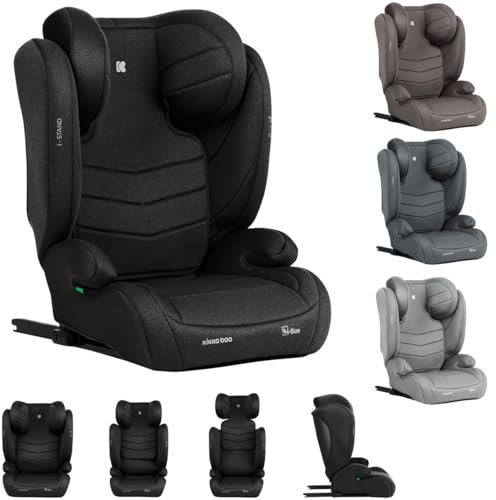 Kikkaboo Kindersitz i-Stand i-Size (100-150 cm) Gruppe 2/3 verstellbar Isofix, Farbe:schwarz