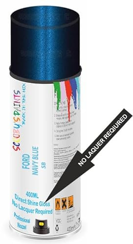 SCOOBYS PAINTS BACK IN THE MIX Direct Gloss Aerosol Spray Paint For Ford Navy Blue Code: Sb No Lacquer Required