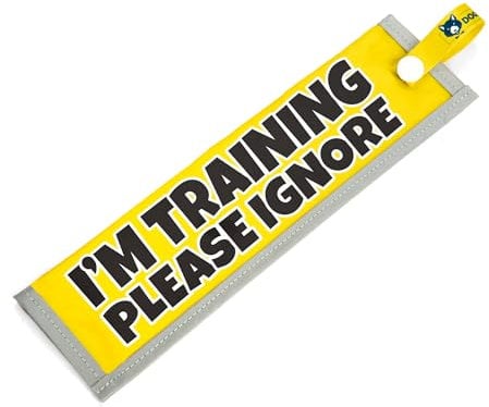 dogkit I'm Training Please Ignore Space Awareness Sleeve for Reactive Nervous Dogs, Reflective, Waterproof, Double Sided Slip-on for the Dog Lead (Yellow - Plain)
