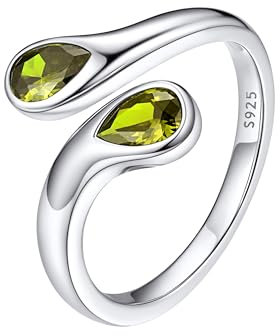 Bestyle Verstellbare Ringe Damen Silberring Silber 925 Edelsteinen Fingerring Offen Chunky Rings Weißgold Eheringe Promise Ring Stressring mit grünem Stein