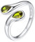 Bestyle Verstellbare Ringe Damen Silberring Silber 925 Edelsteinen Fingerring Offen Chunky Rings Weißgold Eheringe Promise Ring Stressring mit grünem Stein