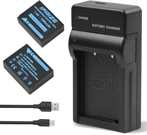 iPrize 2X NP-W126 / NP-W126S Batterie 1200mAh et Chargeur pour Fujifilm X-M5 X100VI X-S10 X-T20 X-T30 II X-T5 X-T50