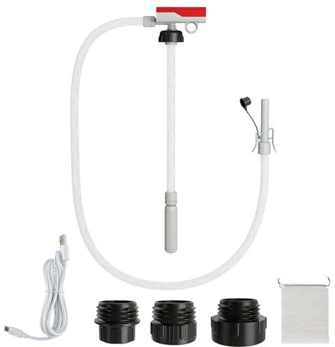 SOARS Pompe de Transfert Carburant, Pompe Electrique Carburant Alimenté par Batterie/USB, avec Capteur d'Arrêt Automatique, 3 Adaptateurs pour Bidons de Gaz, pour Essence, Huile, Diesel (14 LPM)