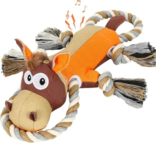 FLERDMAU Squeaky Dog Toys, Interactive Dog Toys with Crinkle Paper, Plush Dog Toy for Tug of War Game, Relieves Boredom, Suitable for Puppies Small, Medium Dogs