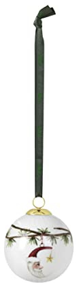 Kähler Kugel Ø6 cm Hammershøi Weihnachten Dekoration Seidenband, Weiss, Kugel