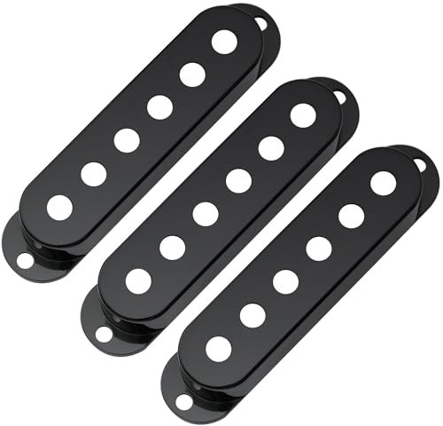 Musiclily Pro Capots Plastique Micros Simple Bobinage pour Guitare électrique USA/Mexique Strat, Noir (Set de 3)