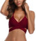 SHEKINI Damen Bademode Rückenfrei Verstellbar Crossover Ties-up Bikinioberteil Push up Triangel Strandkleidung (L, Bikini Top-Weinrot)