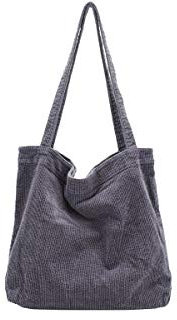Ulisty Damen Grosse Kapazität Cord Tragetasche Lässig Schultertasche Mode Handtasche Einkaufstasche Tote Tägliche Tasche grau