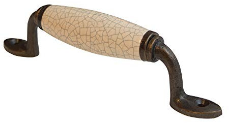 Knober Dekorativer Möbelgriff Schubladengriff Keramik Schrankgriff Shabby Chic Küche (Möbelgriff Keramik Schrankgriff beige Antik marmoriert Shabby Chic Schublade …)