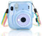 MUZIRI KINOKO Fuji Instax Mini 11 Custodia Trasparente Protettiva Rigida per Fotocamera Istantanea Fujifilm, Antigraffio Con Tracolla, Blu Brillante