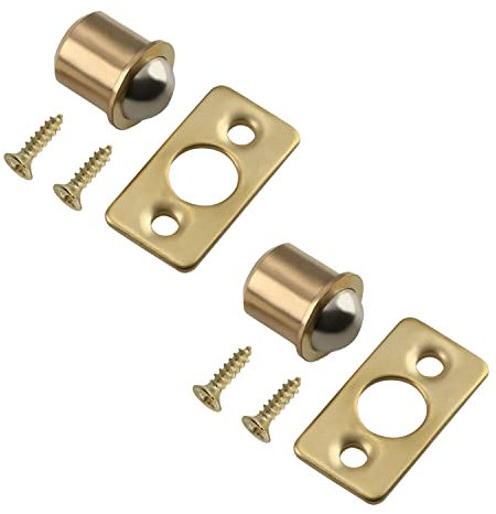 Yinpecly 10pcs Copper Cabinet Door Closet Drawer Ball Catch Latch Catcher for Door Cabinet Closet Drawer Ball Plunger, 0.37 inch Dia Brass Tone