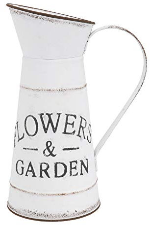 1 Pc Bouilloire Vintage Décorative Vase De Ferme Cruche De Métal Vase Décoration De Maison Pays En Métal Vase Grand Vase De Sol Vache Pichet Blanche Le Fer Support Fleurs Séchées