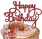Happy Birthday Cake Topper Glitter Cardstock Toppers - Birthday Decor - Party Decor Supplies - Cake Decoration Items - Glitter Cake Topper - 7 Inches x 5 Inches - Red