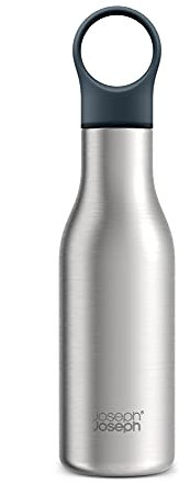 Joseph Joseph Loop Botella de Agua de Acero Inoxidable con Aislamiento al Vacío, Ideal para Trabajo, Gimnasio y Viajes, 500 ml, Acero Inoxidable