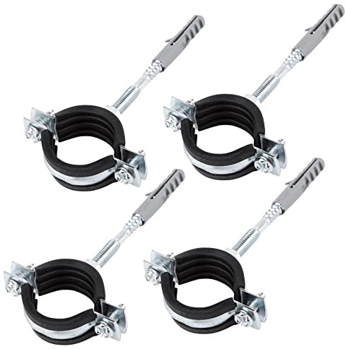 SKIR'CO Confezione da 4 staffe per tubi con rivestimento in gomma nera per tubi Ø 40-45 mm, per montaggio a parete e soffitto (4 pezzi)