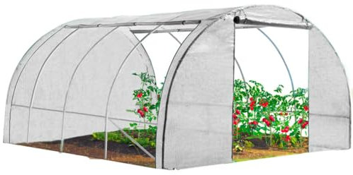 TERRE JARDIN Invernadero de jardín túnel Blanco Cuatro Estaciones 12m2 Reforzado 3x4m