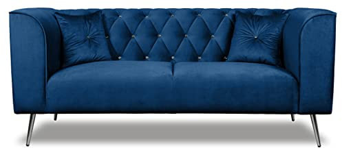 Fabimeble Dreisitziges Sofa Kare, stilvolles Stoffsofa mit Diamantknöpfe gesteppt, Modernes Schlafsofa, Skandinavischer Stil, Sofa auf hohen Füβen, (Marineblau 3- Sitze)