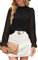 Odosalii Elegante Oberteile Damen,Schicke Spitzen Festliche Bluse Rüschen-Kragen Herbst Puffärmel Langarmshirt Hemd Blusen Outfit Büro Arbeitshemden Top