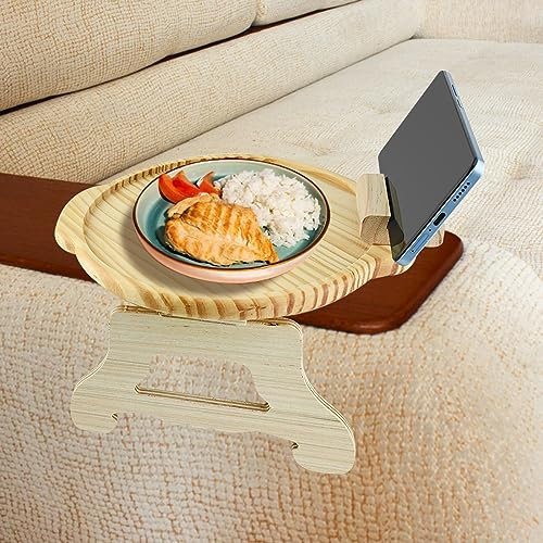 Surplex Bandeja para sofá con Soporte móvil Giratorio, Bandeja Grande para reposabrazos de sofá, Mesa Plegable con Clip para Brazo de sofá para Laptop, Taza de Control Remoto