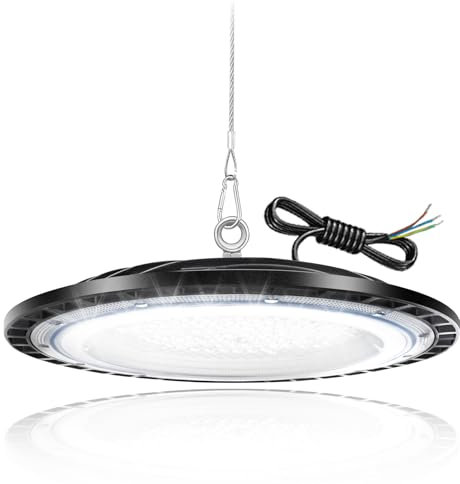 UFO LED Lights 150W Projecteur High Bay Lumière 15000lm 6500K Blanc Froid IP65 Étanche UFO LED Spot Intérieur Hall Lampe Atelier Éclairage d'entrepôt pour Stade Intérieur, Garage