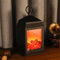 TRIROCKS 29cm High Black Flameless Fireplace Lantern Led Flame Log Effect Rectangle Fire Place Lamp Battery Operated for Home Decor Indoor Christmas Ornaments (Medium)
