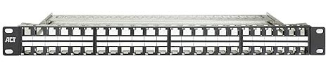 ACT Panneau de Brassage 19 Pouces 48 Ports blindé et Non blindé modulaire Keystone 19 1U Rack Mount Haute Densité Installation CAT6/CAT6A/CAT8 - PP1031
