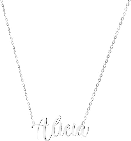 various Collana con nome in acciaio inox, ciondolo con nome personalizzato in argento per collana da donna, regali personalizzati da donna, per mamme, ragazza, coppie, migliore amica, Plateado,
