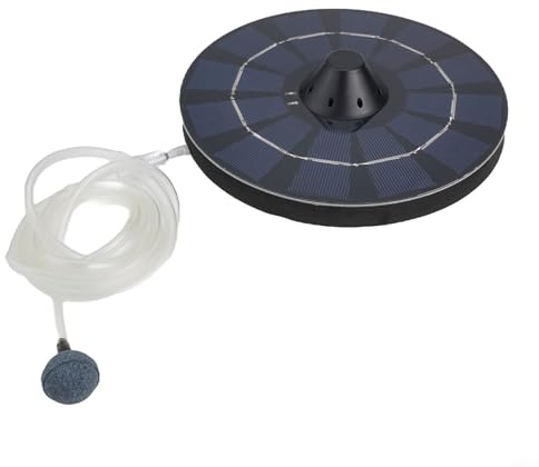 für FACULX Solar Power Teichbelüfter Sauerstoffpumpe mit Luftschlauch und Bubble Stone, Solar Belüfterpumpe für Aquarien, Terrassen, Teiche und Outdoor