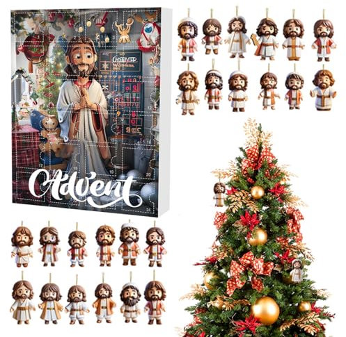 Weihnachtskrippe Adventskalender | 2D Krippe Geschichtenkalender | Acryl Weihnachtsbaumschmuck Rucksack Anhänger Adventskalender für Kinder Fun Urlaub Countdown für Kinder