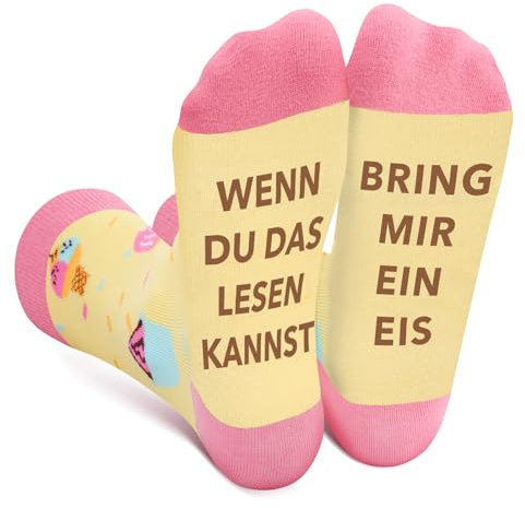 Lustige Eis Socken Frauen Damen Mädchen - Wenn Du Das Lesen Kannst Bring Mir Ein Eis - Bunte Männer Witzige Motiv Coole Verrückte Socken Ostern Geschenk Muttertag Weihnachten Strümpfe Geschenkideen
