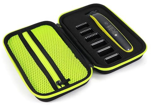 NXPUXP Schutzhülle für Elektrorasierer Für Philips One Blade Face Qp2520/90/70,Bartschneider mit Aufbewahrung für Oneblade-Ersatzklingen,Eva,Hartschale,mit Schwamm(Grün)