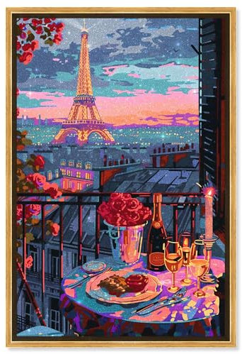 Art Remedy A Lovely Paris Leinwandbild, Motiv: Dinner, mit goldfarbenem Rahmen, 40,6 x 61 cm