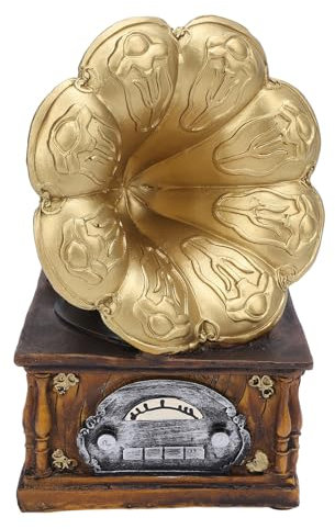 Retro Gramophone Ornament Phonograph Model Vintage Resin Ornament Display Decoration for Photography Prop Gold