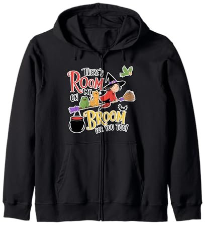 Halloween There's Room On My Broom For You Too Teacher Zip Hoodie