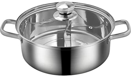 KOMBIUDA Pentola Inossidabile con Design Due Scomparti Pentola Multifunzionale per Cucina Induzione per e Ristoranti Facile da e Resistente