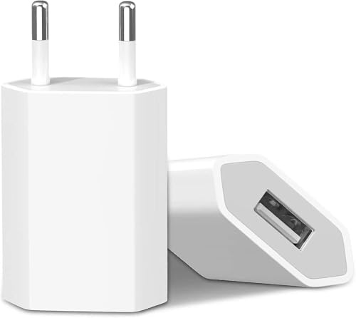 USB Wall Charger 5V 1A 2 Pin Plug, Ultra-Small Travel Power Adapter Compact & Single for Phone, Tablet, GPS, White
