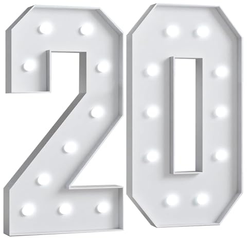 Numéros LED Géants 28 Pouces, Panneau Lumineux Chapiteau Mosaïque | Lampes Numériques LED, Pour Saint-Valentin, Anniversaire, Noël, Nouvel An, Age 20